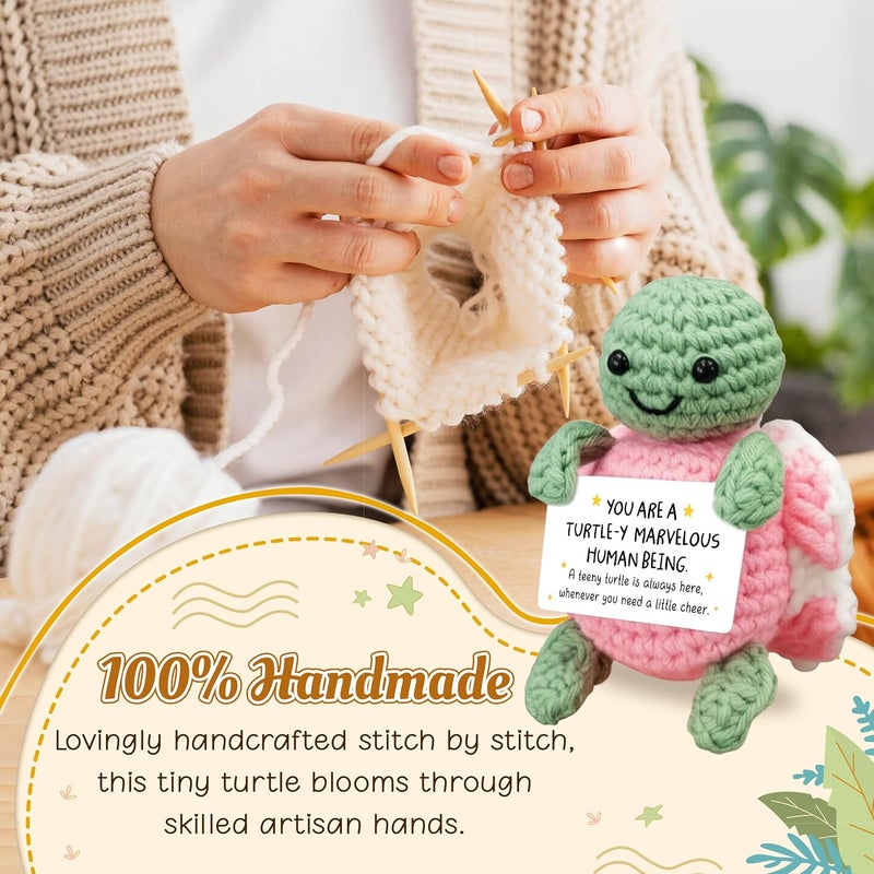 HEXMOZ Teacher Valentine's Gifts for Women, Daycare, Preschool, Kindergarten - Thank You Being Part of My Story Appreciation Gift Ideas - Handmade Turtle Crochet Emotional Support with Positive Card - Image 3